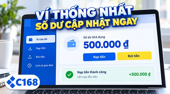 Giao diện ví thống nhất hiển thị số dư sau lệnh nạp đầu tiên